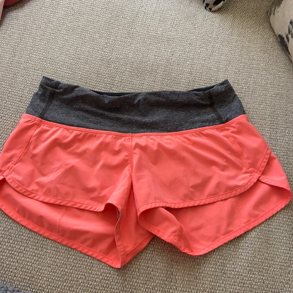 lululemon speed up shorts size 5 grey and pink